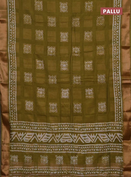 Mehendi Green Semi Chanderi Saree - Batik Prints