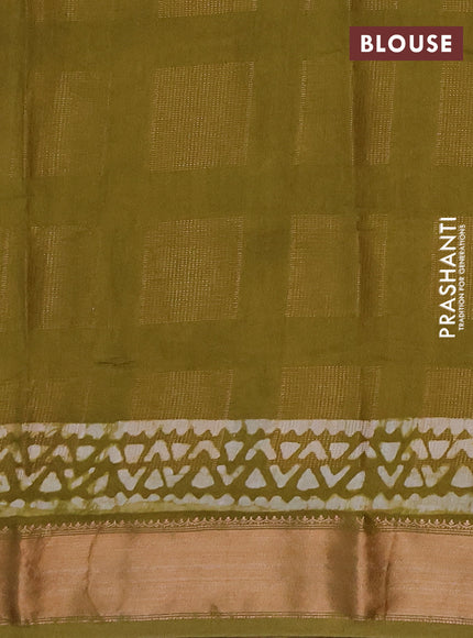 Mehendi Green Semi Chanderi Saree - Batik Prints