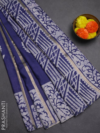 Blue Semi Chanderi Saree - Batik Prints