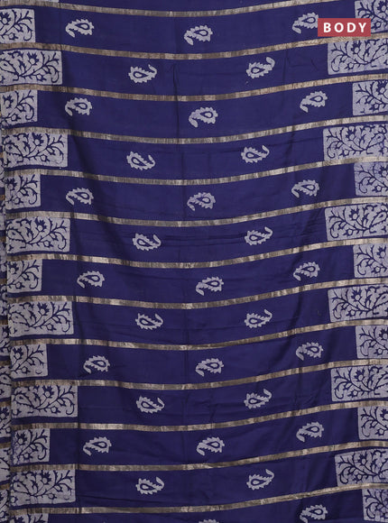 Blue Semi Chanderi Saree - Batik Prints