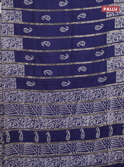 Blue Semi Chanderi Saree - Batik Prints
