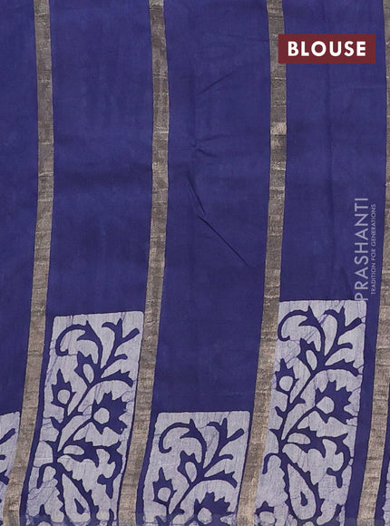 Blue Semi Chanderi Saree - Batik Prints