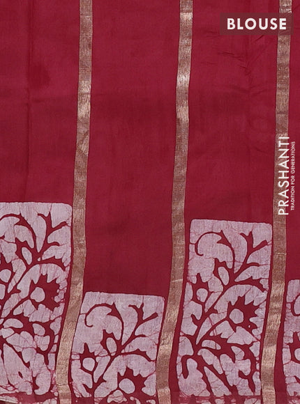 Maroon Semi Chanderi Saree - Batik Prints