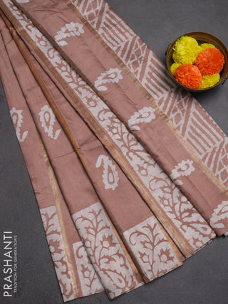 Beige Semi Chanderi Saree - Batik Prints