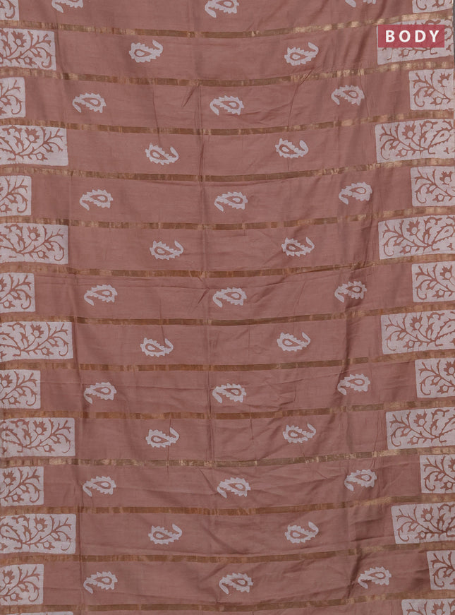 Beige Semi Chanderi Saree - Batik Prints