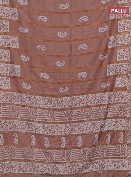 Beige Semi Chanderi Saree - Batik Prints