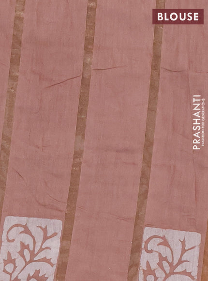 Beige Semi Chanderi Saree - Batik Prints