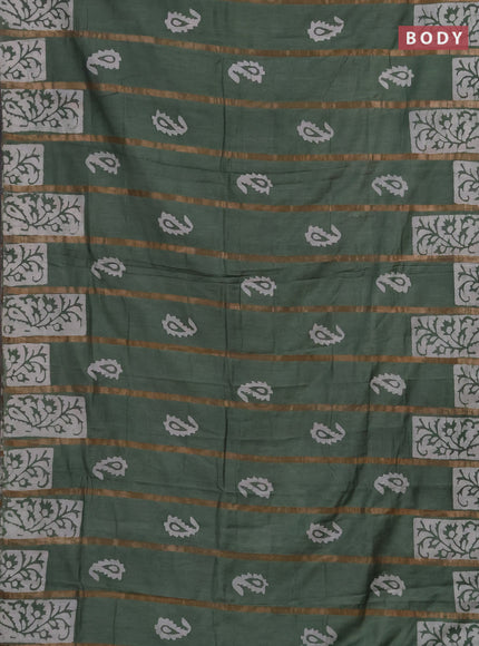 Pastel Green Semi Chanderi Saree - Batik Prints