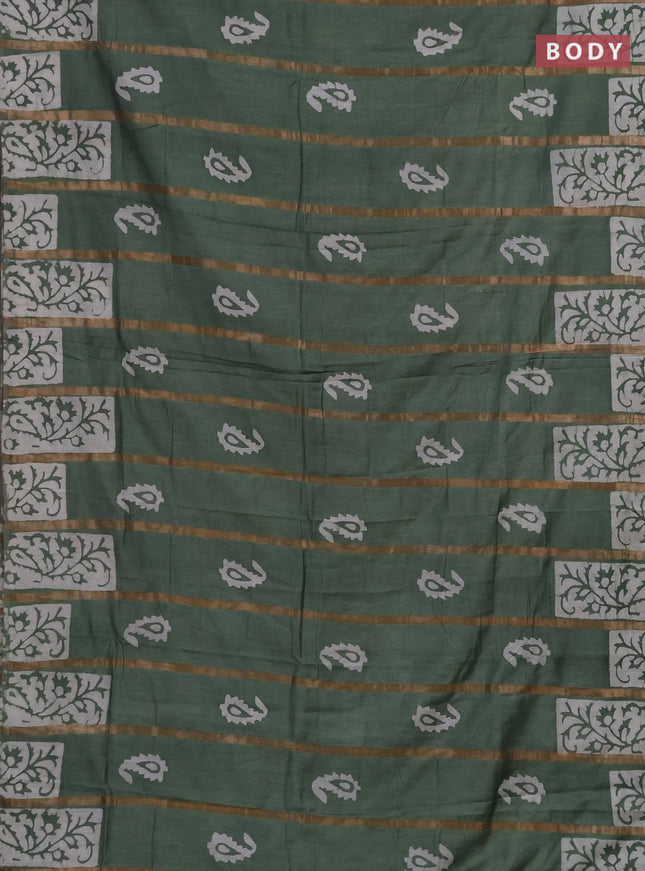Pastel Green Semi Chanderi Saree - Batik Prints