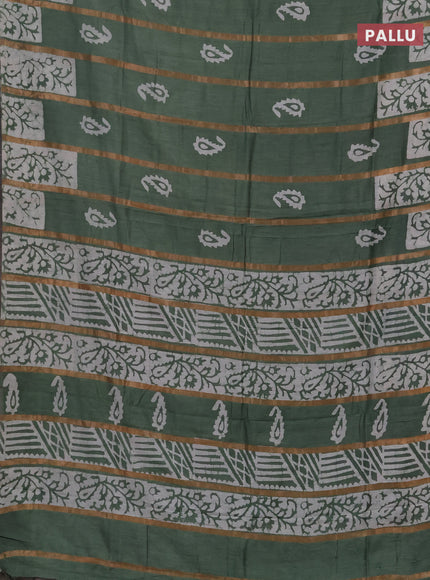 Pastel Green Semi Chanderi Saree - Batik Prints