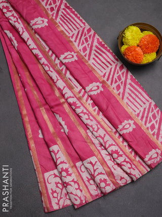 Pink Semi Chanderi Saree - Batik Prints