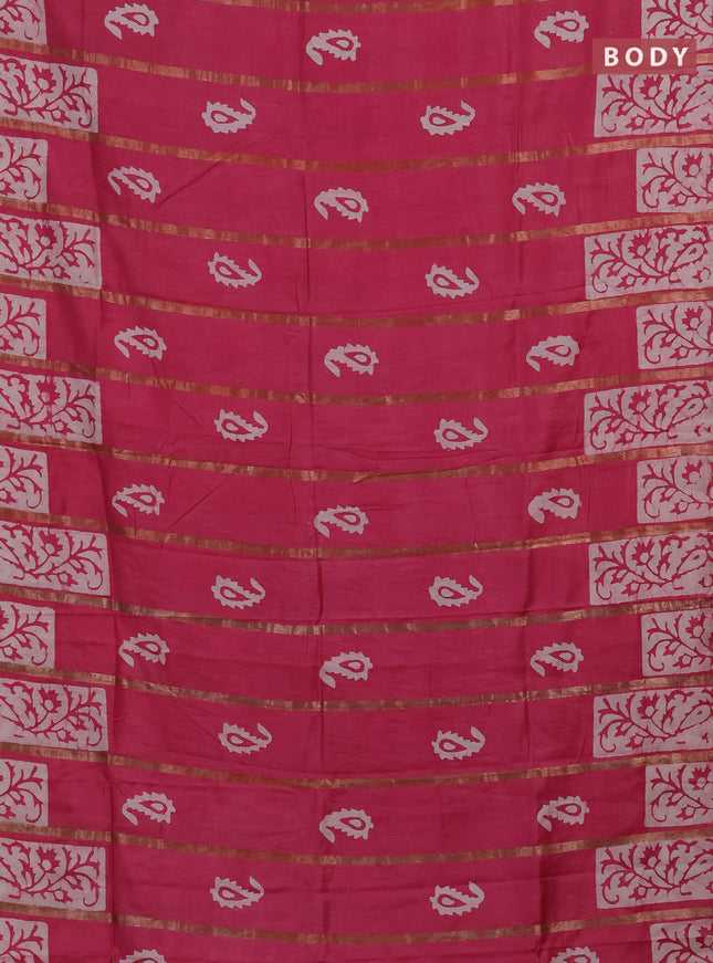 Pink Semi Chanderi Saree - Batik Prints