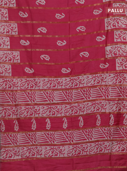 Pink Semi Chanderi Saree - Batik Prints
