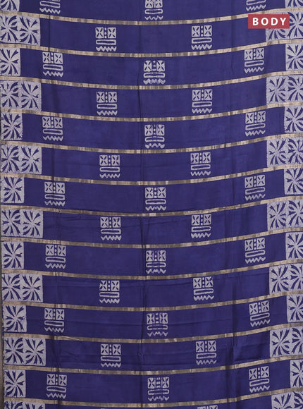 Blue Semi Chanderi Saree - Batik Prints