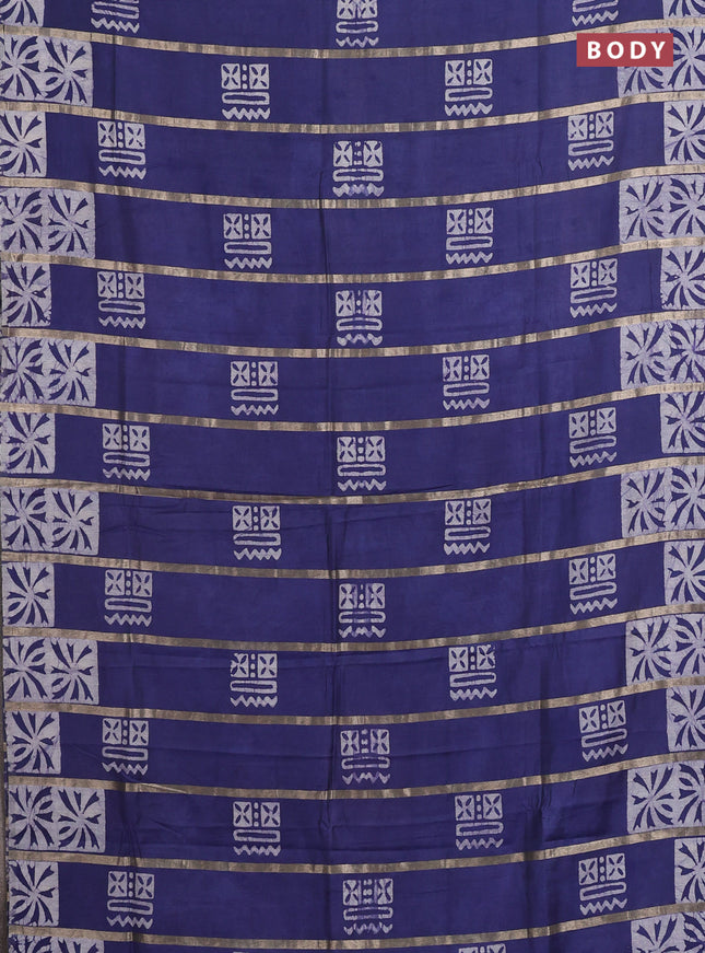 Blue Semi Chanderi Saree - Batik Prints