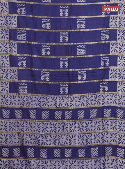 Blue Semi Chanderi Saree - Batik Prints