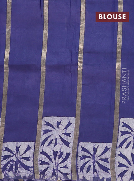 Blue Semi Chanderi Saree - Batik Prints
