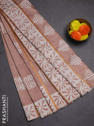 Beige Semi Chanderi Saree - Batik Prints