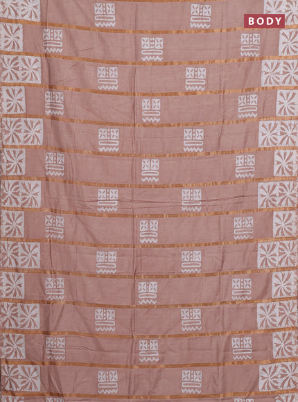 Beige Semi Chanderi Saree - Batik Prints
