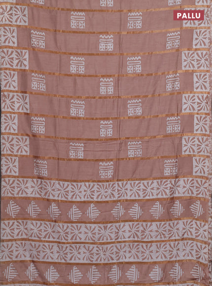 Beige Semi Chanderi Saree - Batik Prints