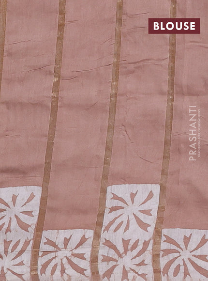 Beige Semi Chanderi Saree - Batik Prints