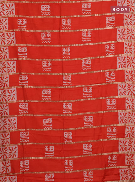 Orange Semi Chanderi Saree - Batik Prints