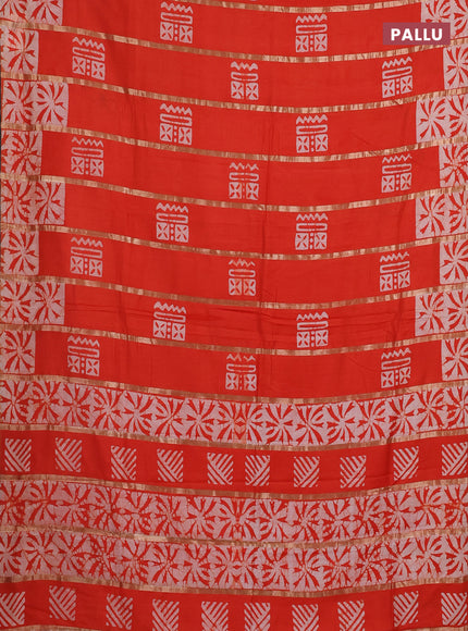 Orange Semi Chanderi Saree - Batik Prints