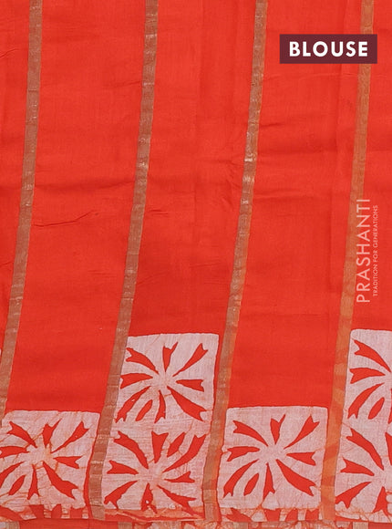 Orange Semi Chanderi Saree - Batik Prints