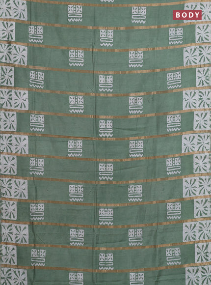 Pastel Green Semi Chanderi Saree - Batik Prints