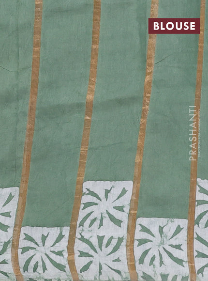 Pastel Green Semi Chanderi Saree - Batik Prints