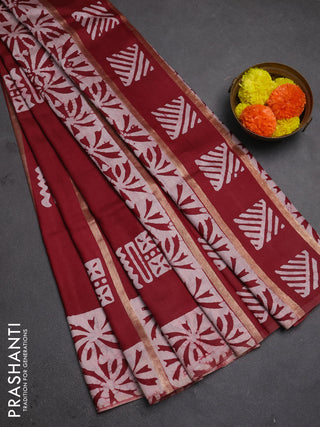 Maroon Semi Chanderi Saree - Batik Prints