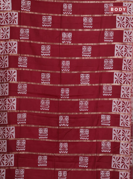 Maroon Semi Chanderi Saree - Batik Prints