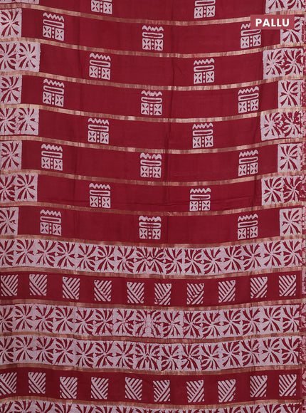 Maroon Semi Chanderi Saree - Batik Prints