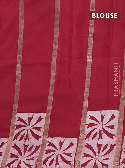 Maroon Semi Chanderi Saree - Batik Prints