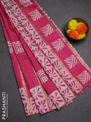 Pink Semi Chanderi Saree - Batik Prints