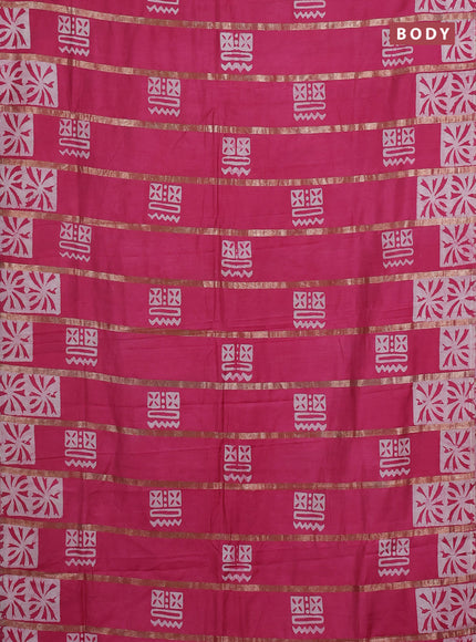 Pink Semi Chanderi Saree - Batik Prints