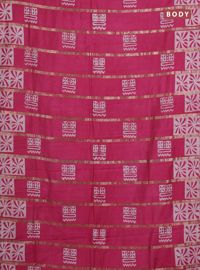Pink Semi Chanderi Saree - Batik Prints