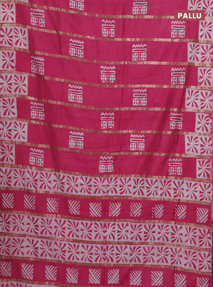 Pink Semi Chanderi Saree - Batik Prints