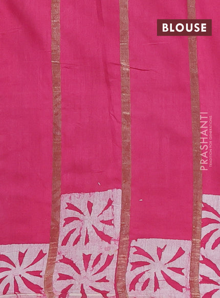 Pink Semi Chanderi Saree - Batik Prints