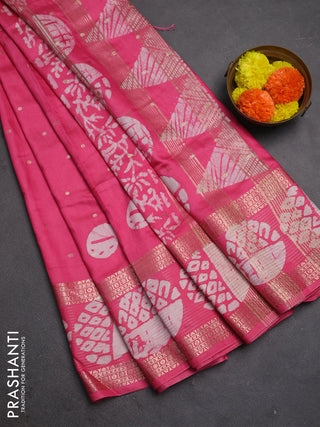 Pink Semi Chanderi Saree - Batik Prints