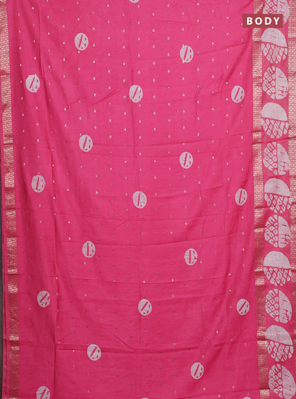 Pink Semi Chanderi Saree - Batik Prints