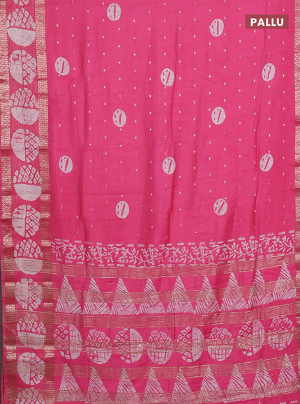 Pink Semi Chanderi Saree - Batik Prints