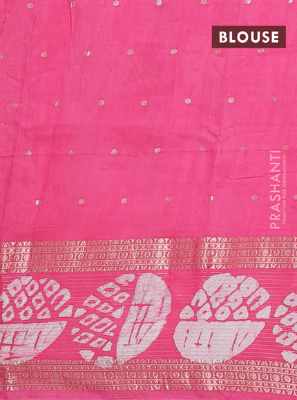 Pink Semi Chanderi Saree - Batik Prints