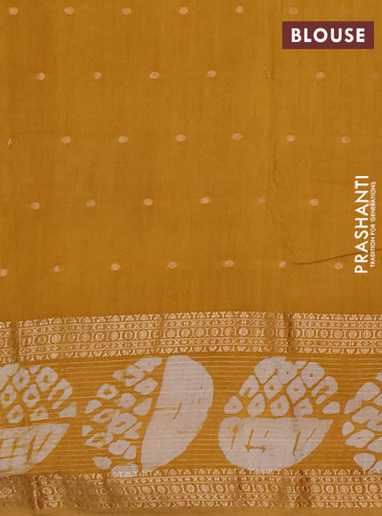 Mustard Yellow Semi Chanderi Saree - Batik Prints