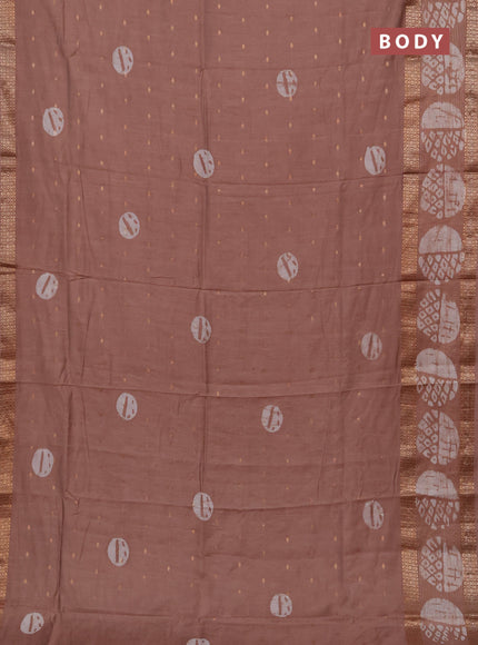 Pastel Brown Semi Chanderi Saree - Batik Prints