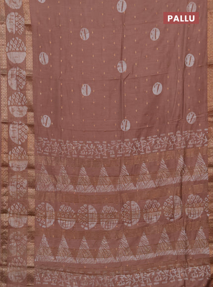 Pastel Brown Semi Chanderi Saree - Batik Prints