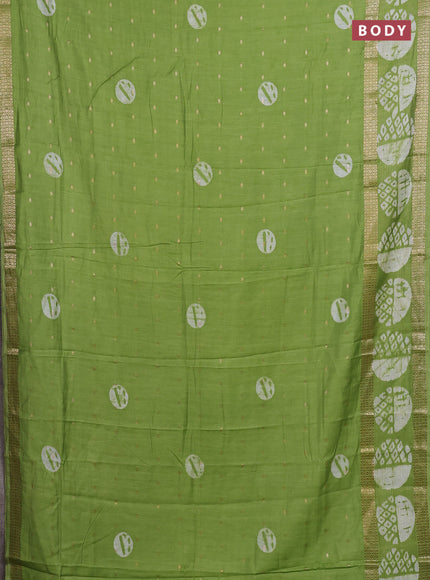 Green Semi Chanderi Saree - Batik Prints