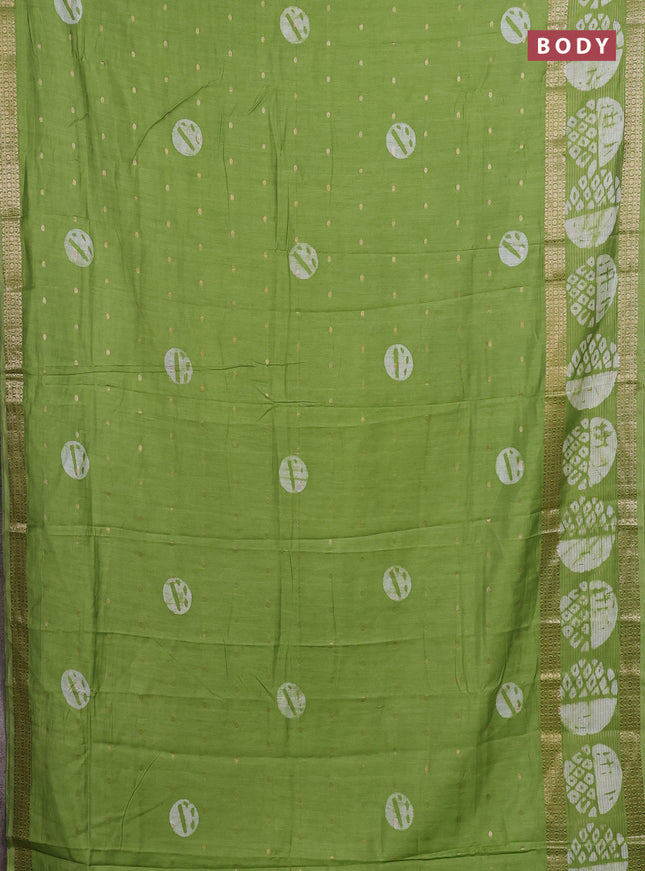 Green Semi Chanderi Saree - Batik Prints