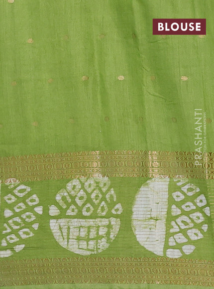 Green Semi Chanderi Saree - Batik Prints