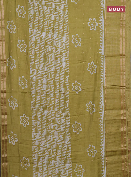 Pista Green Semi Chanderi Saree - Batik Prints